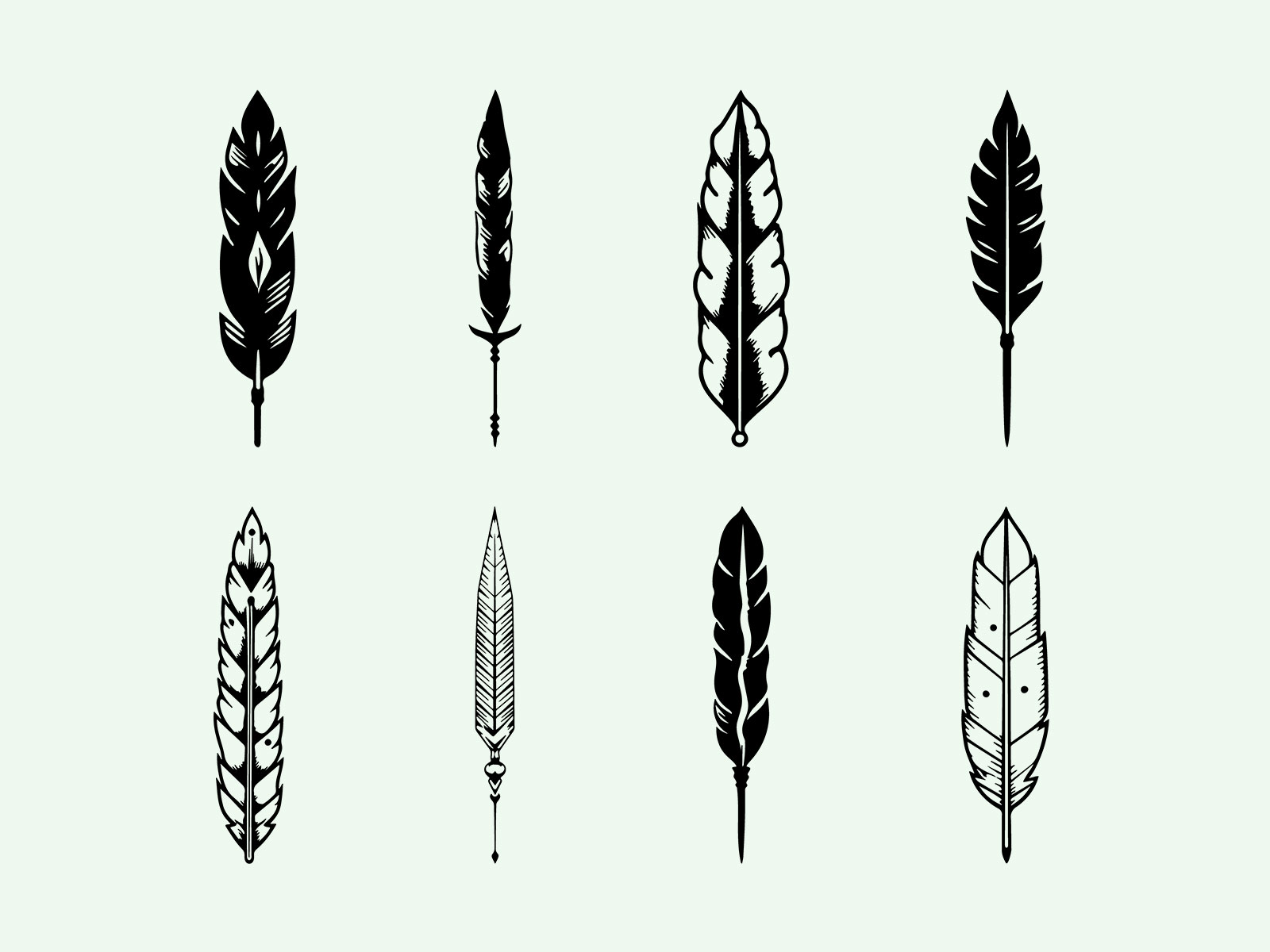 Feathers Set Vector Illustrations Pixcrafter