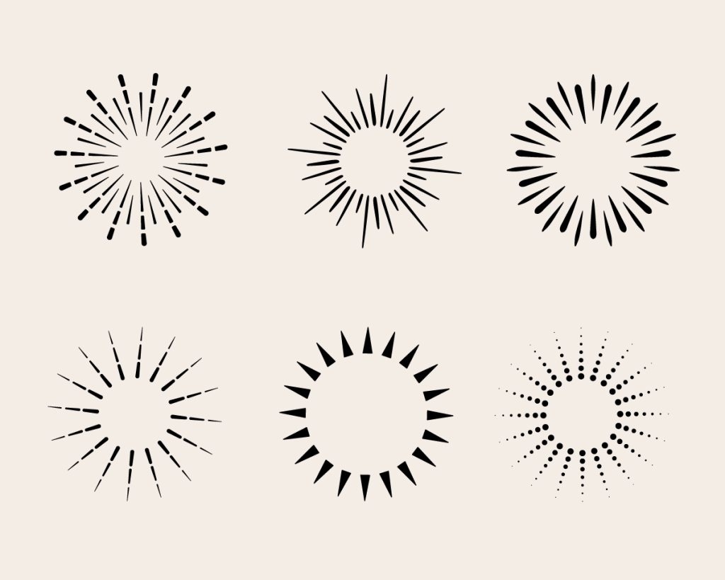 Linear sunburst vector collection