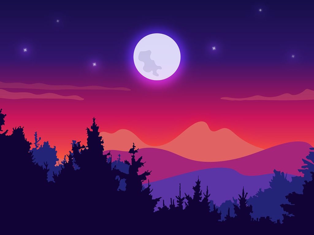 Night Mountain Sky Scenery Illustration - Pixcrafter