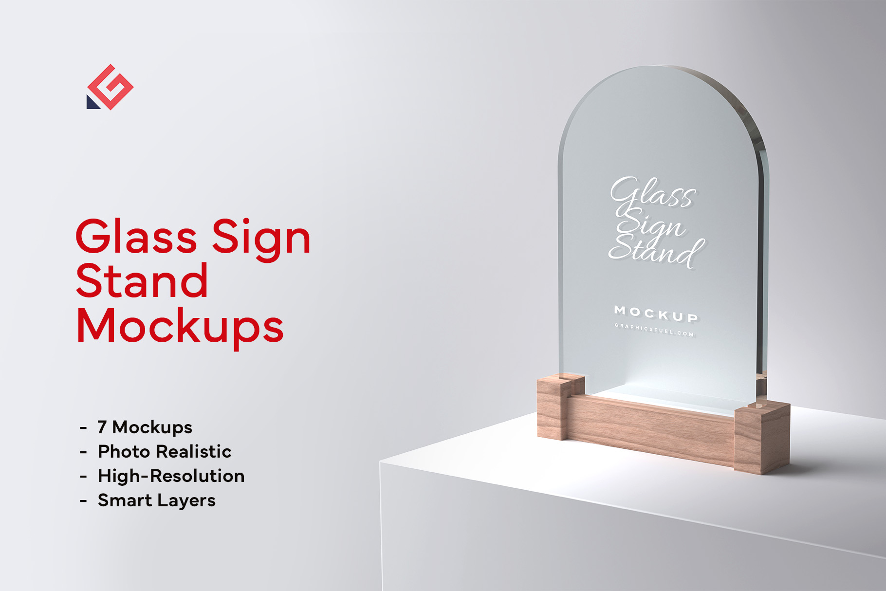 Glass Sign Stand Mockup - Pixcrafter