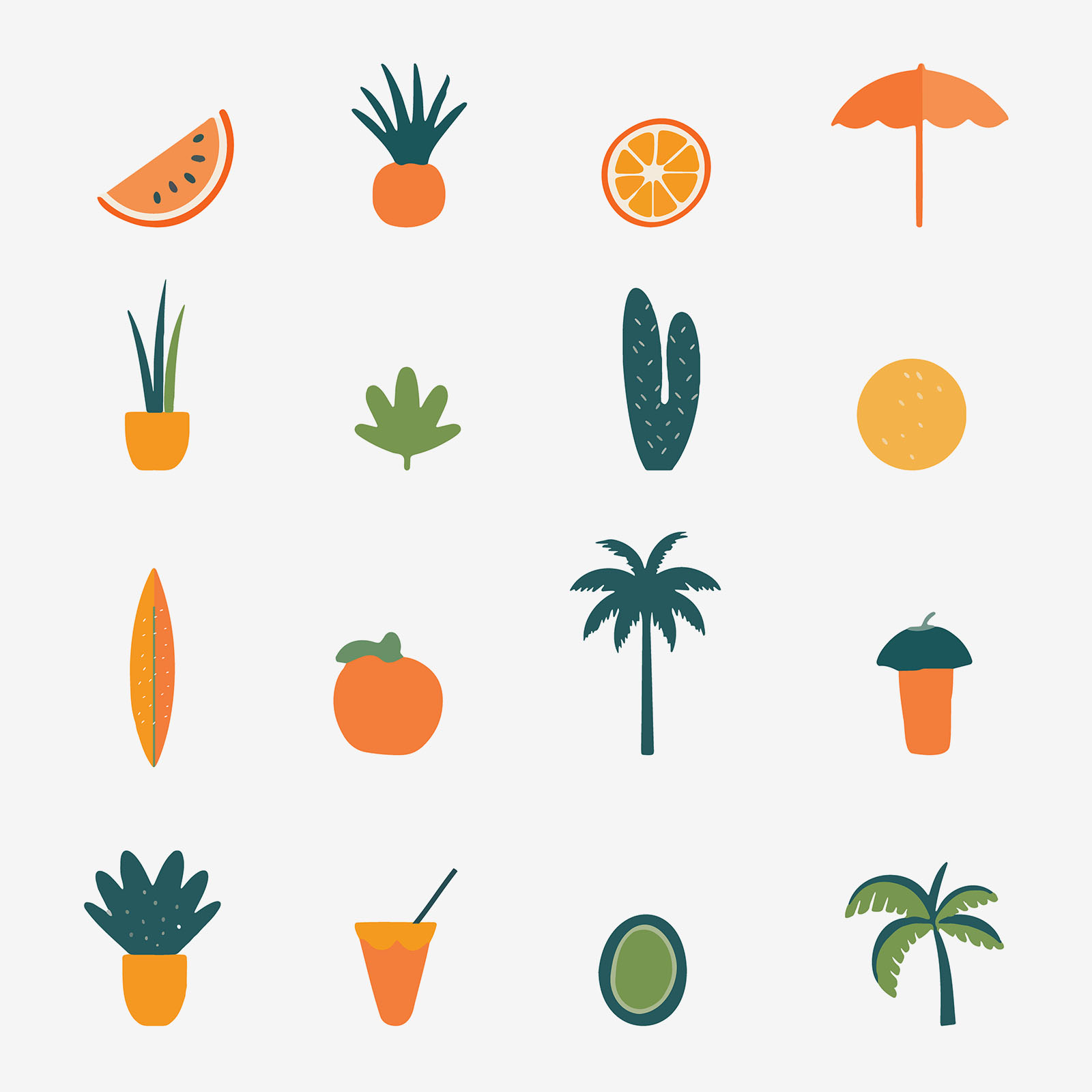 Tropical Beach Vector Icons - Pixcrafter