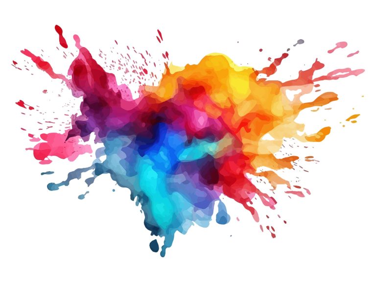 Bright Watercolor Splash Brush Strokes On White Background - Pixcrafter