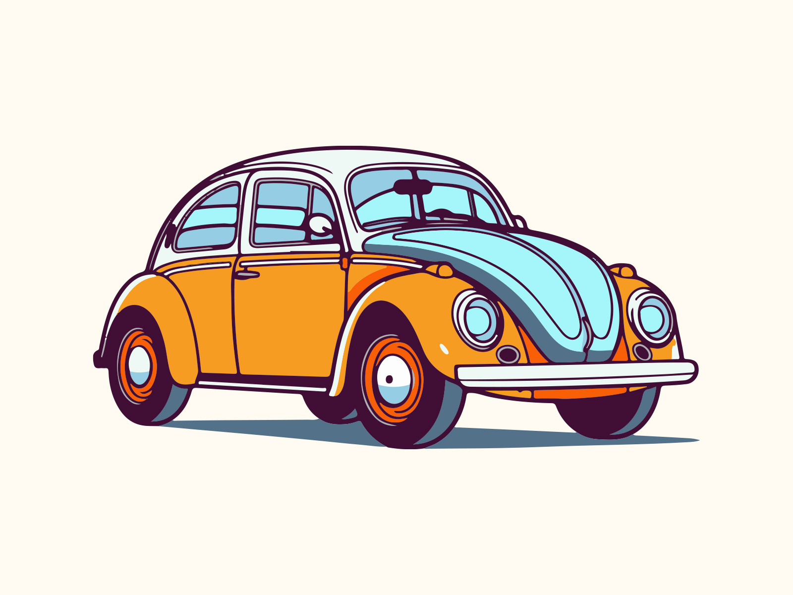 Vector Cartoon Vintage Car - Pixcrafter