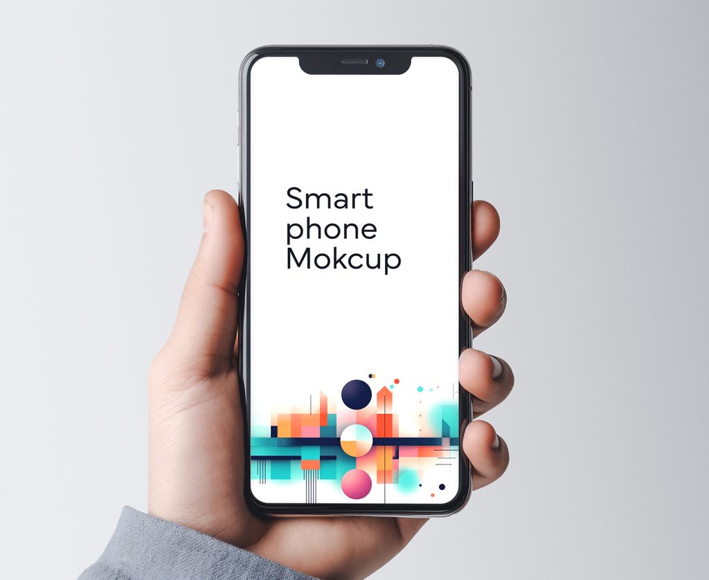 Smartphone In Hand Mockup Template - Pixcrafter