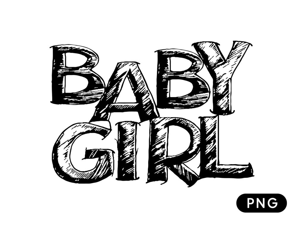 Hand-drawn Style Baby Girl Vector Text - Pixcrafter